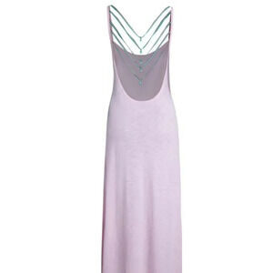 Pitusa Dress Maxi Long Backless Swim Coverup Evil Eye Beaded Cotton Pink OS